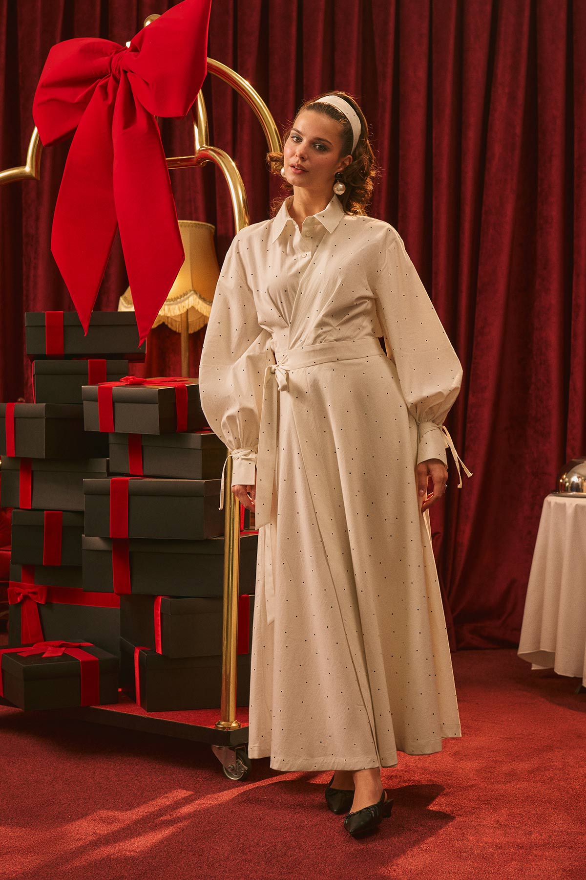 ENYA PİLELİ GÖMLEK ELBİSE PUANTİYE