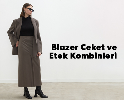 Blazer Ceket ve Etek Kombinleri 